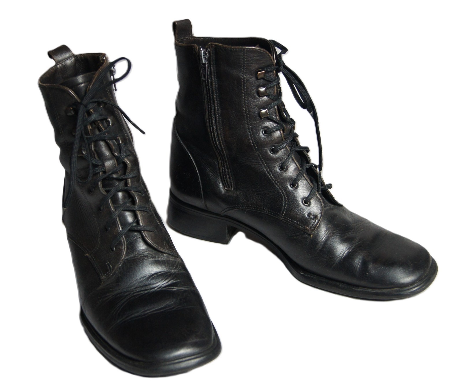 Santana® Canada Low Boots Black Sz. 8.5M W/Side Zipper AND Lace-Up Vintage 1997