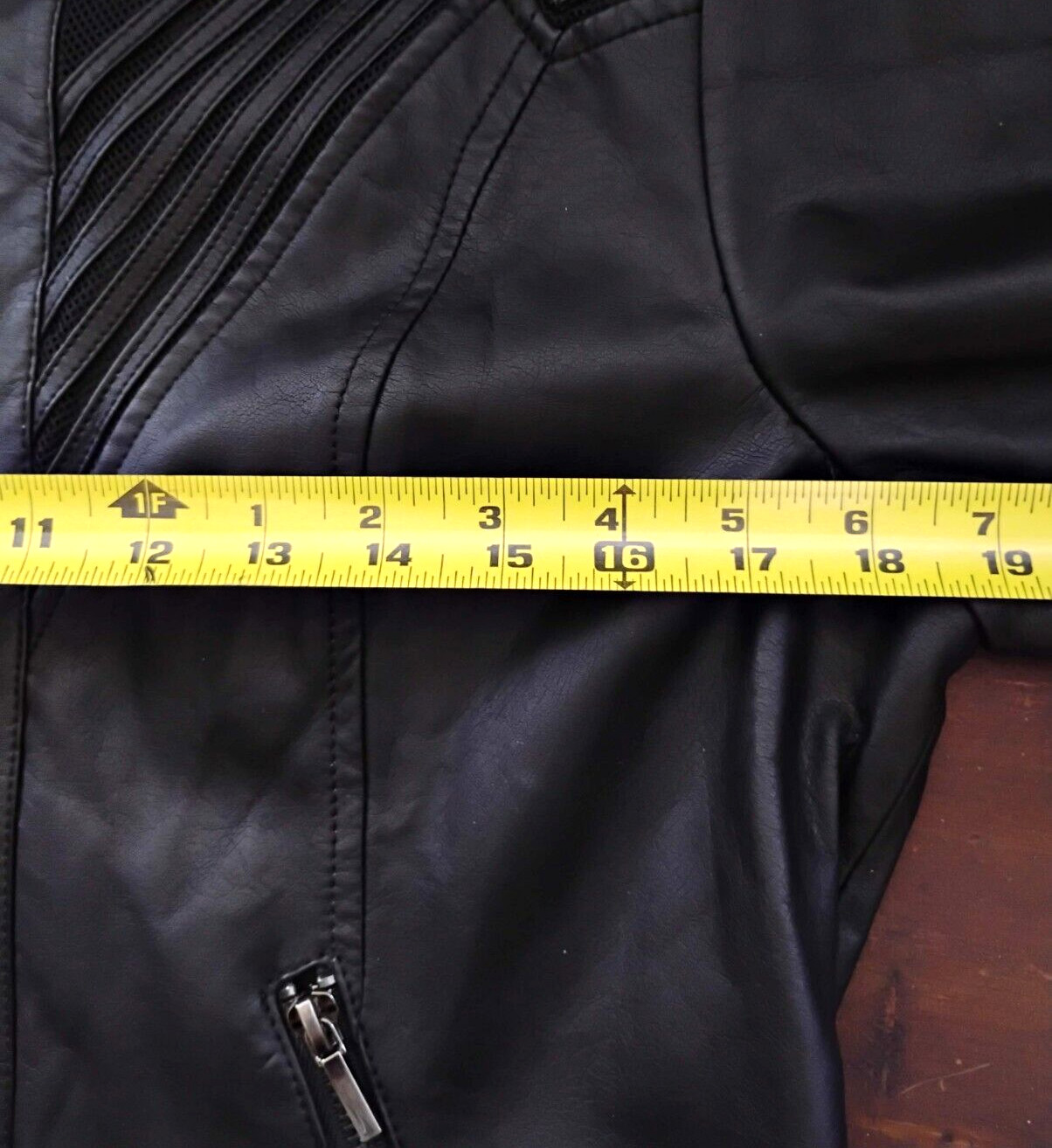 Buckle Black Jacket size L zip front, pockets & cuffs faux leather