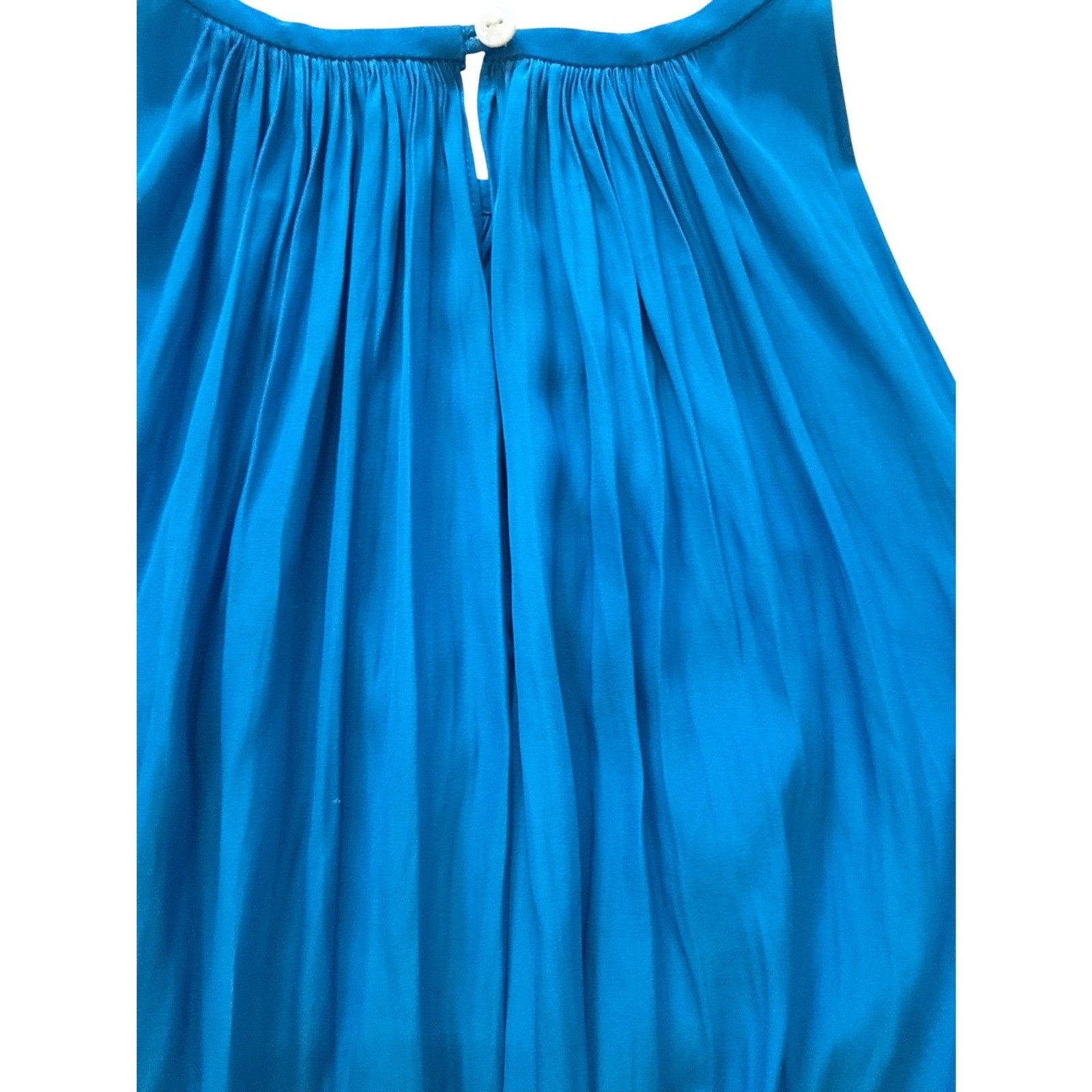 Ramy Brook Paris Smocked Blouson Sleeveless Mini Dress Blue Medium