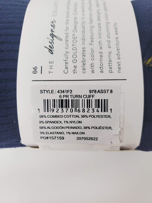 GOLD TOE Women’s 6 pack Turn Cuff Black / White Socks 9-11, fits shoe sizes 6-9