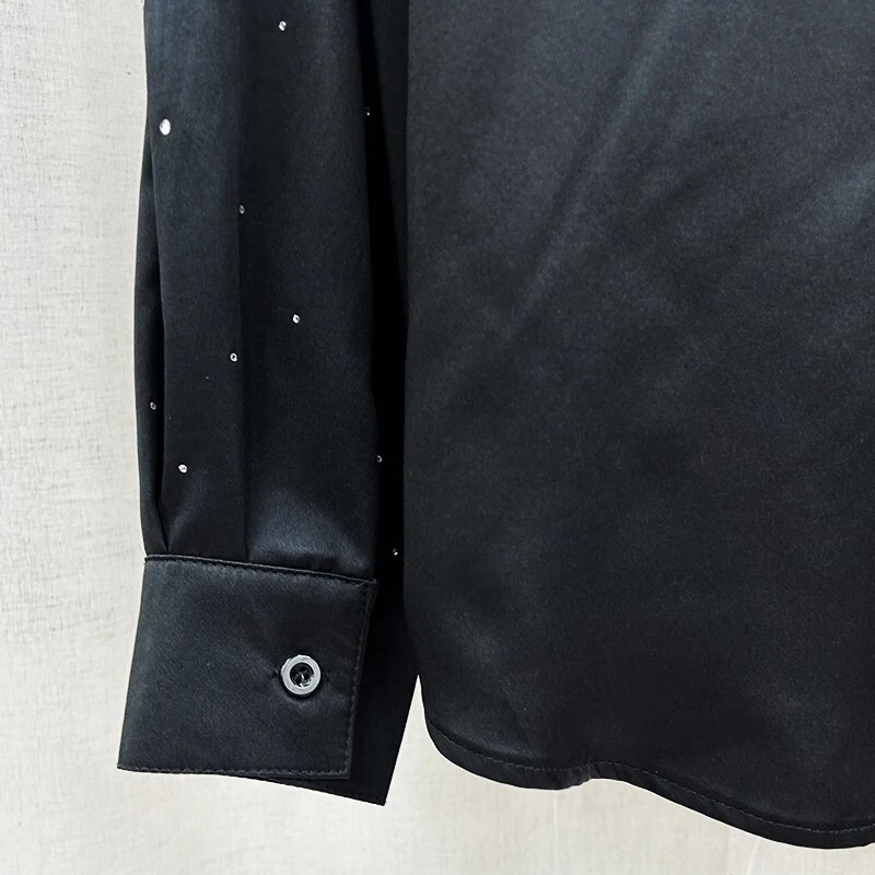 Men Luxury Fashion Trend Starry Sky Diamonds Rhinestone Casual Button Down Shirt