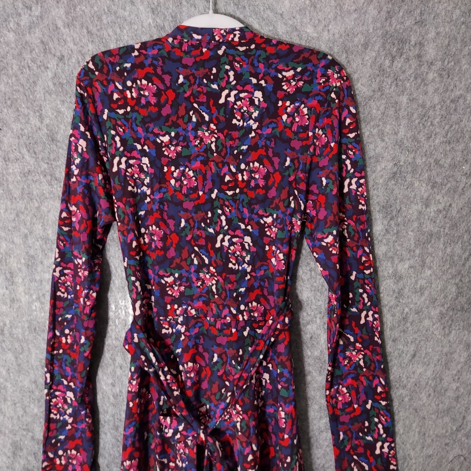 NWOT Fat Face Dress Women 10 Purple Floral Faux Wrap Long Sleeve Knee Length