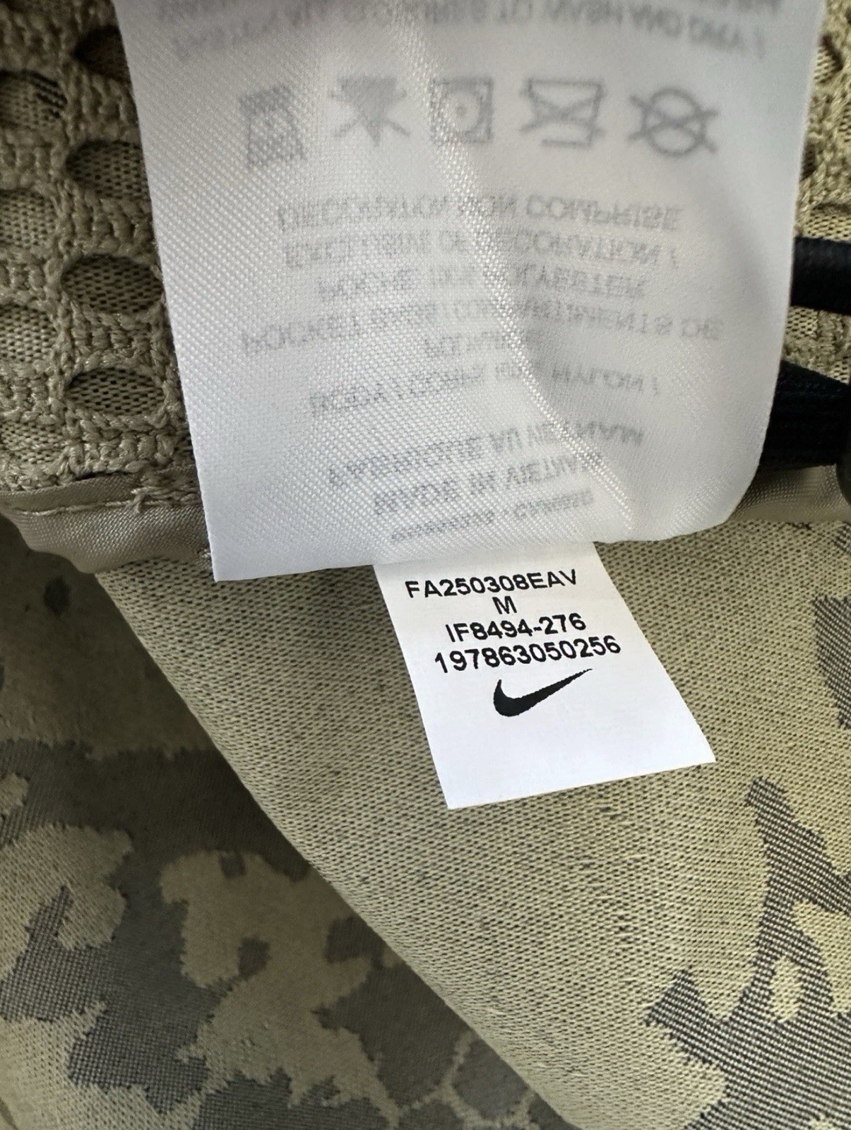 Nike Tech Woven CORDURA Jacket Camo Olive Black IF8494-276 – Men’s Size Medium