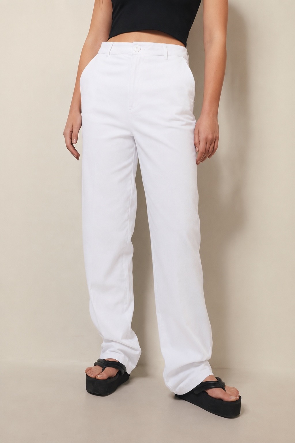 Josefine HJ x NA-KD White High Waist Wide Leg Cotton Pants EU 36 NWT