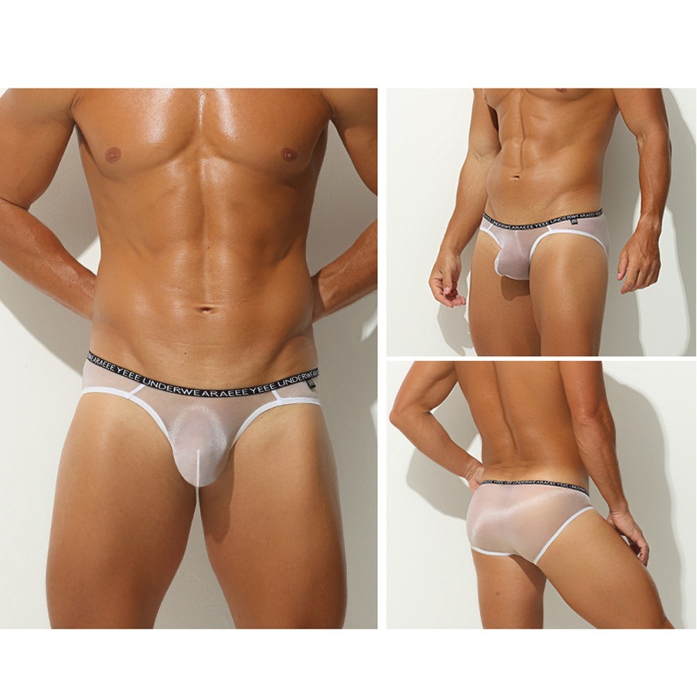 Men’s Ice silk Transparent Underwear Seamless Panties Low-waist Lingerie Briefs
