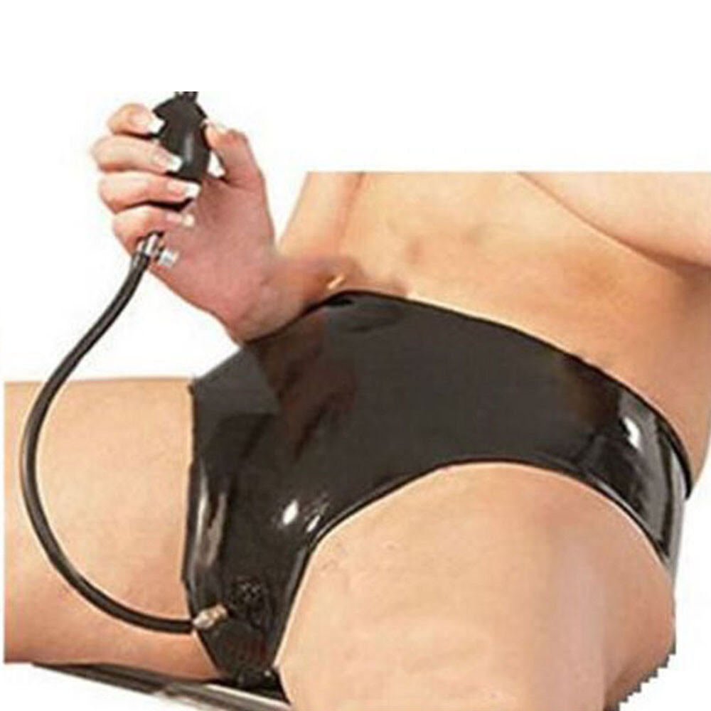 Black 0.4mm Latex Lingerie Rubber Underwear Catsuits Bodysuit Panties Inflatable