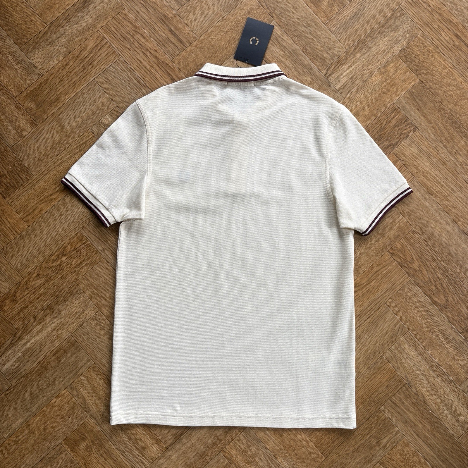 BNWT Fred Perry M3600 Short Sleeve Twin Tipped Polo Shirt Ecru Size Medium