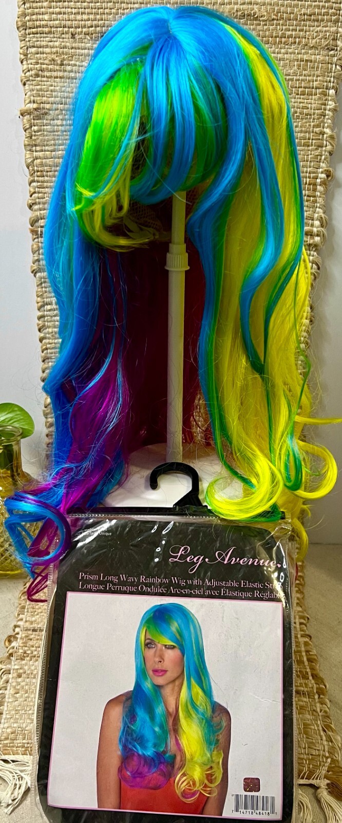 Leg Ave. Wig Rainbow Colored Long Synthetic Fiber Costume With Bangs