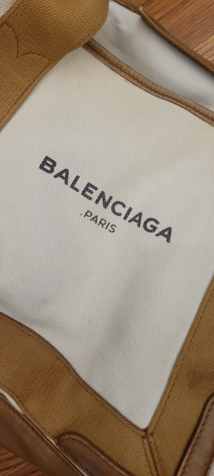 Balenciaga Navy Cabas Tote One Size Beige/Brown Canvas/Leather