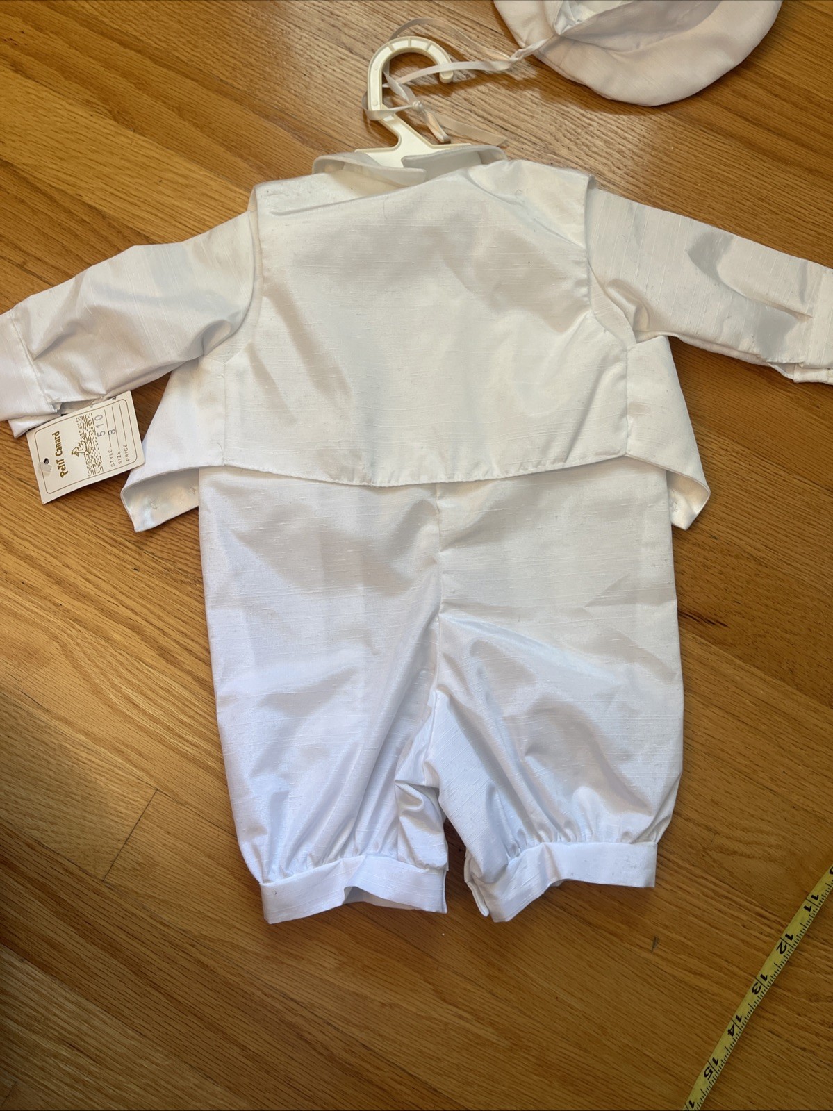 NEW Petit canard Boys Christening Baptism Suit 3 Months White Silk Looking