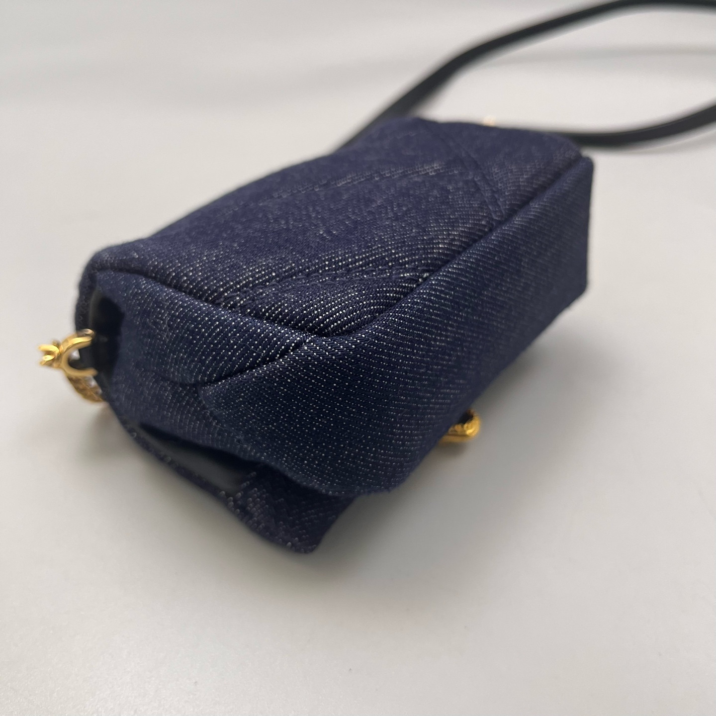 Authentic Bvlgari Serpenti Forever Mini Chain Bag Denim Crossbody Bag Navy Blue