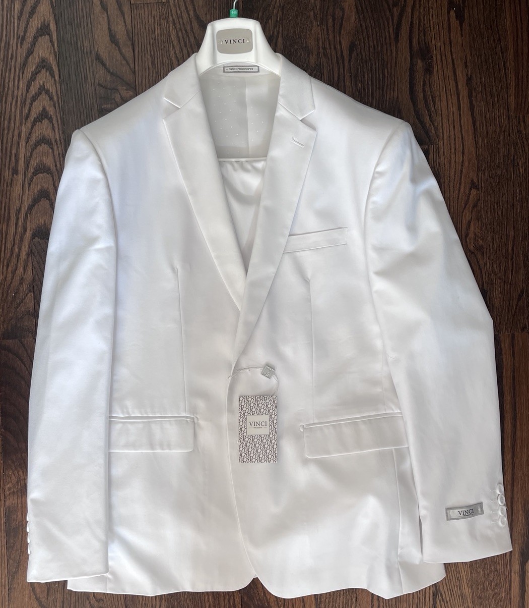 vinci suits for men regular Size 44R solid White