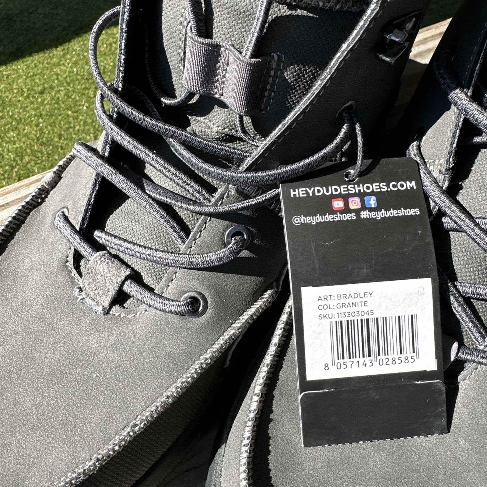 [Sz 11] Hey Dude Bradley Waxed Canvas Boots Granite Black Men’s New W/Tags