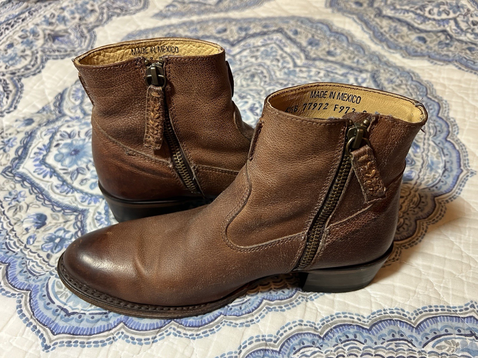 Frye Women’s Brown Leather Ankle High Boots Size 6.5, Made In Mexico