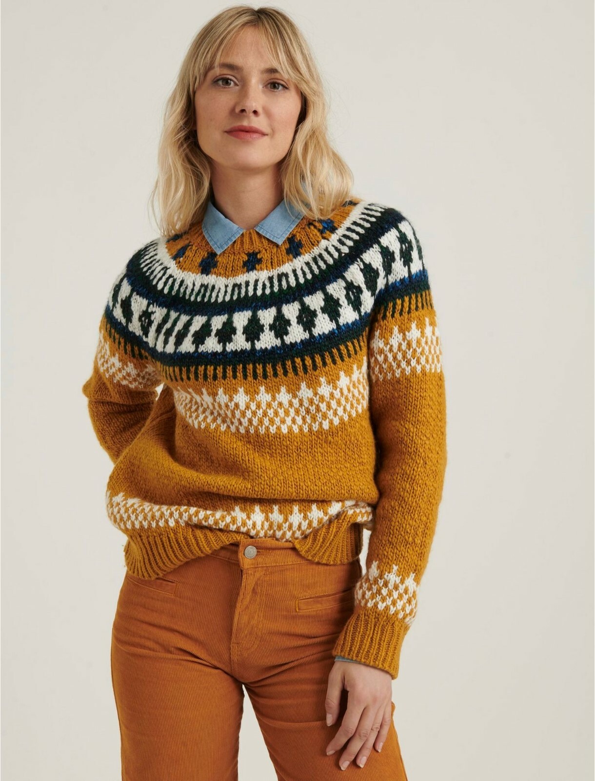 LUCKY BRAND BOLD FAIRISLE SWEATER IN MUSTARD MULTI NWT SIZE XS