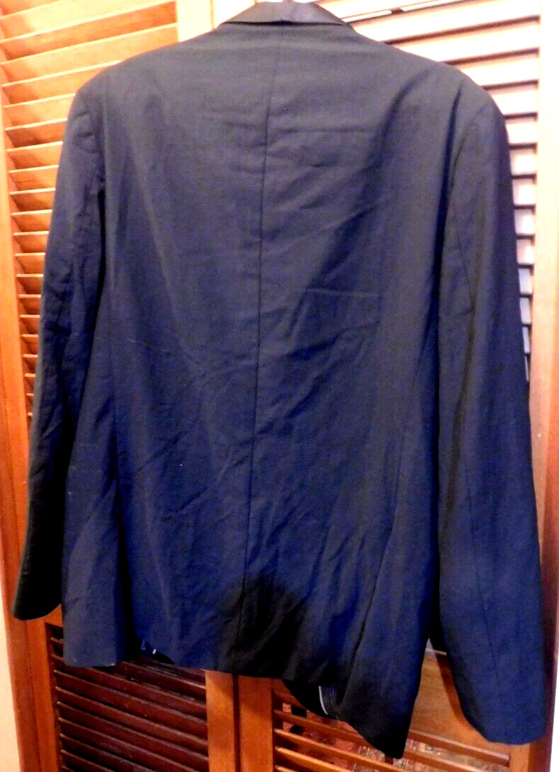 Calvin Klein~Fine Worsted Polyester & Wool Black Tuxedo Jacket Size 48L Slim Fit