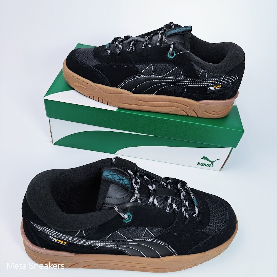 Puma US 11.5 Men’s Black Gum Green Retro Comfort Durable Skate 180 Cordura NIB