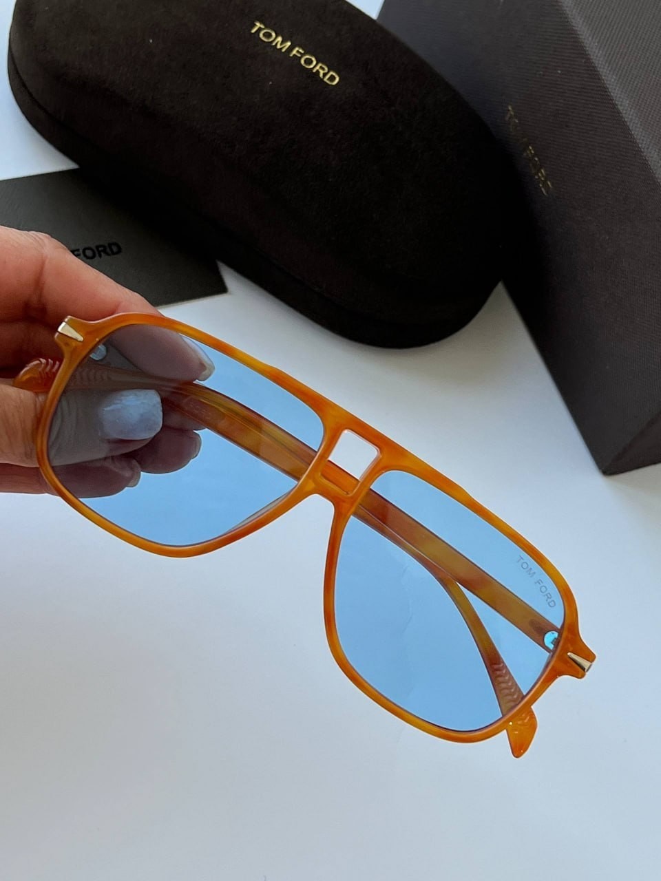 Tom Ford Amber Tortoise Shell 70s Style Sunglasses