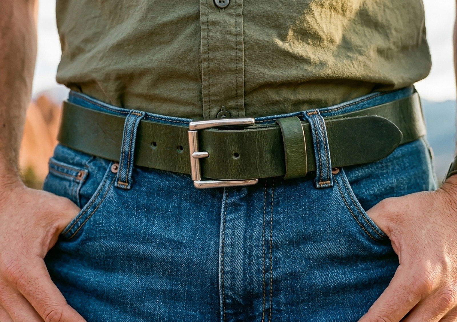Full Grain Leather Belt 1.5″ Heavy Duty Buffalo Crazy Horse Work Belt USA