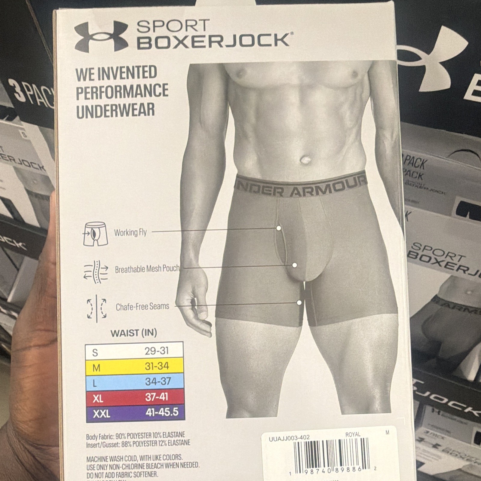 Under Armour Men’s Sport Boxerjock 6″ Mesh Boxer Briefs 3-Pack Royal M