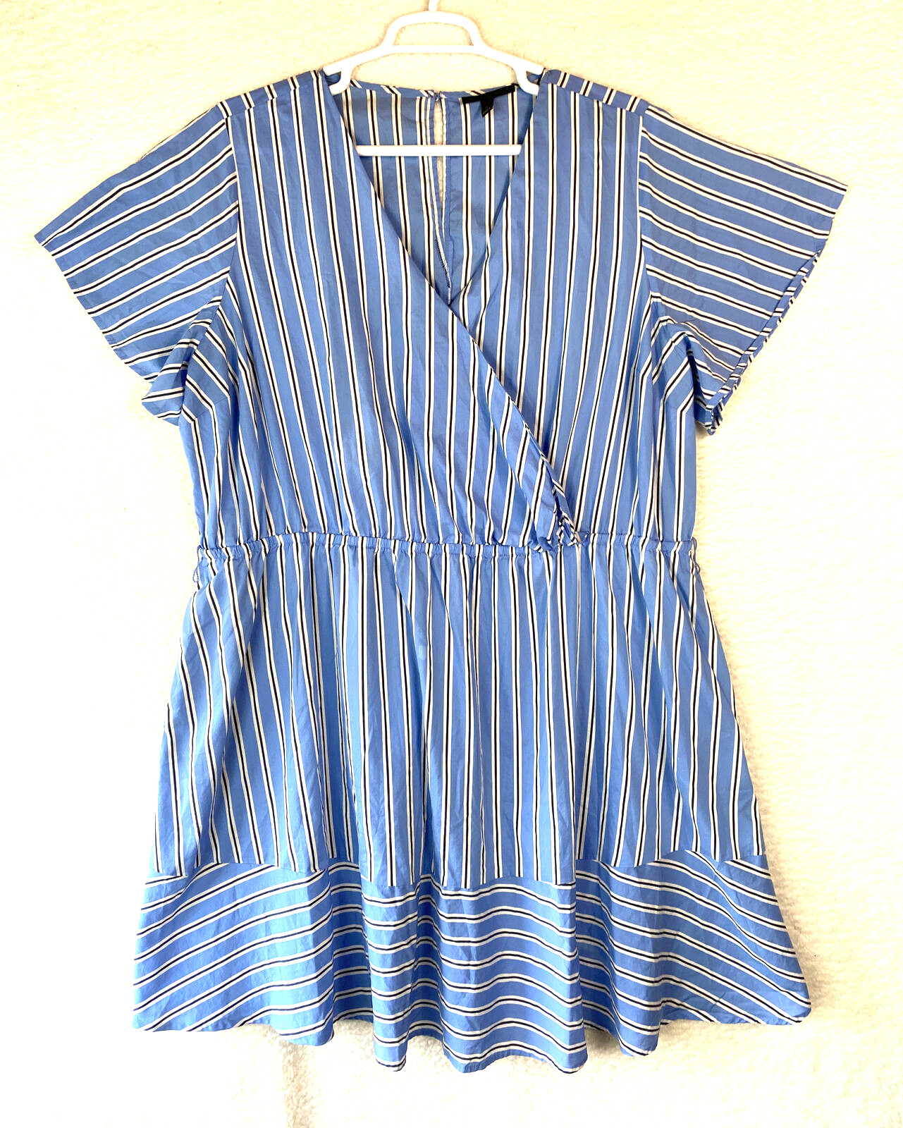 Lane Bryant Dress Womens Plus 26 Rhodes Striped Faux Wrap Work Office S/sleeve