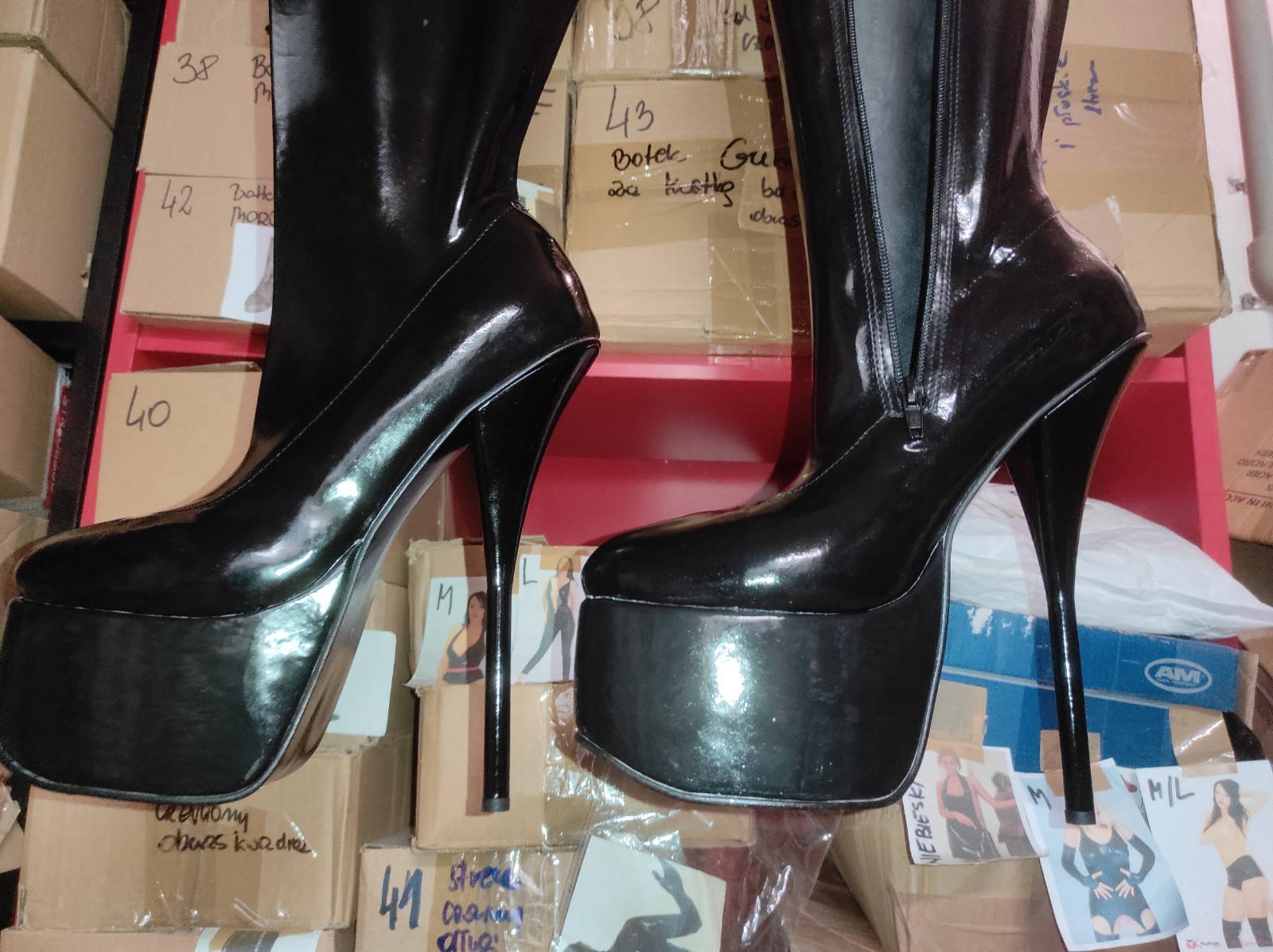 Rubber boots over the knee heel 20 cm platform 8 cm 37 38 39 40 41 42 43 44 45 46 47