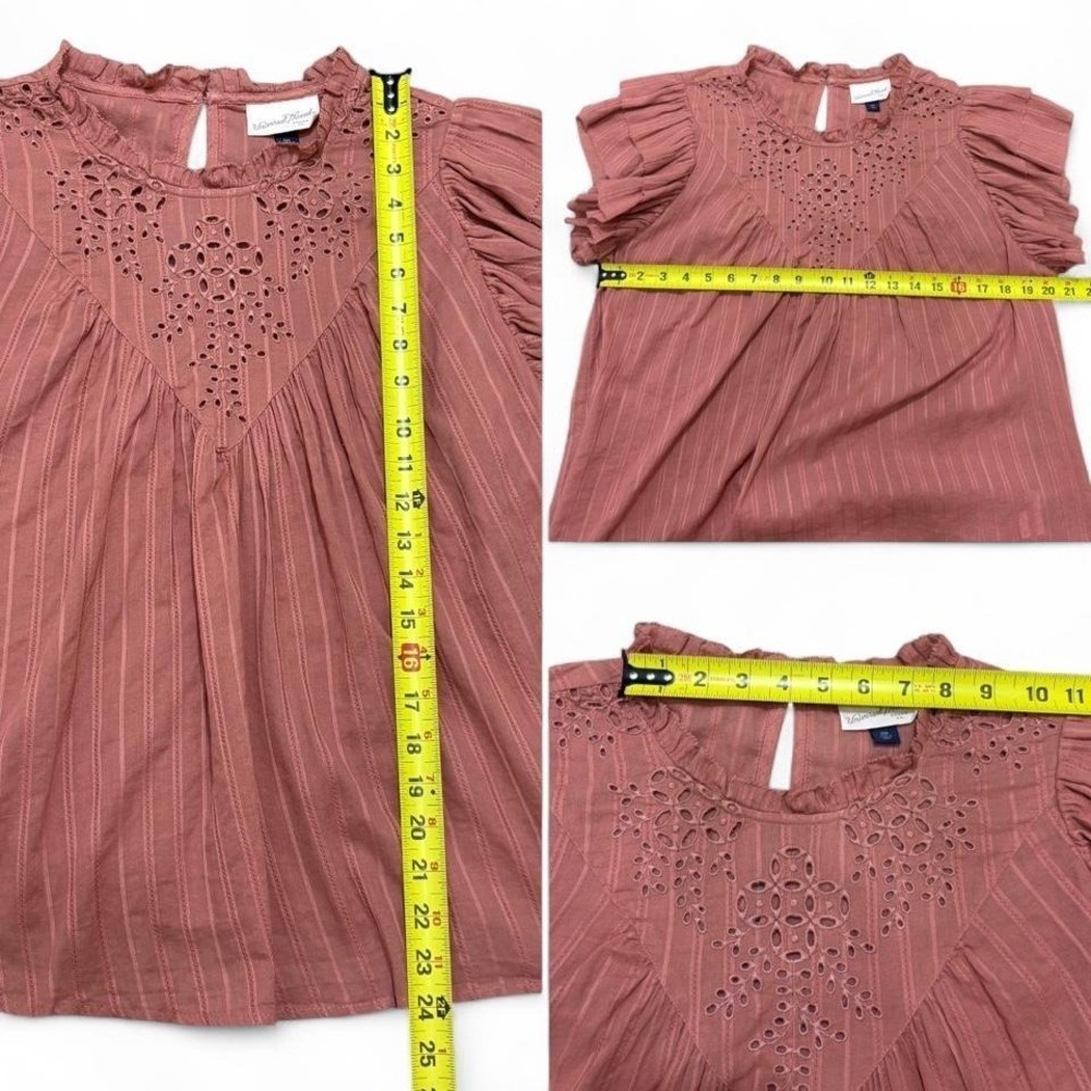 Cottagecore Blouse eyelet detail Ruffle Babydoll Universal Thread Rust Peach XXL