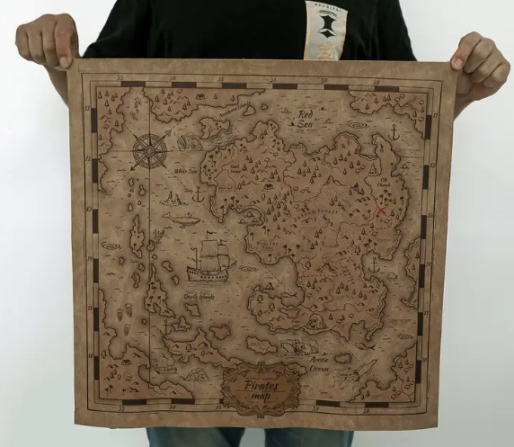 Pirate Treasure Map Costume Prop PU Artificial Leather
