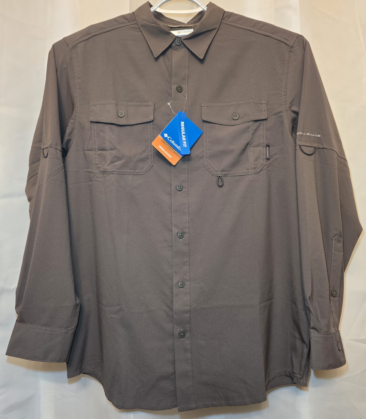 Columbia Omni Shade Long Sleeve Shirt Wick Button Up Shirt Charcoal Gray NWT