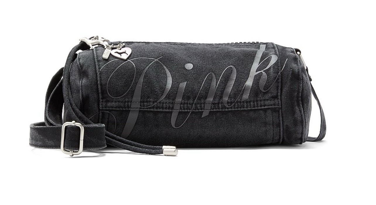 VS PINK Black Canvas Rolled Duffle Shoulder Bag SOLD OUT