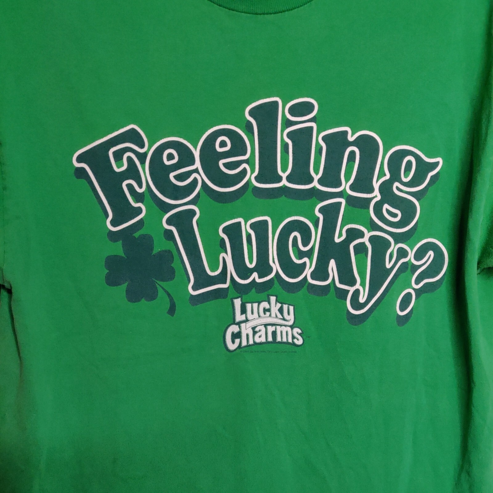 Alstyle Apparel mens L t-shirt green “Feeling Lucky” logo crew neck short sleeve