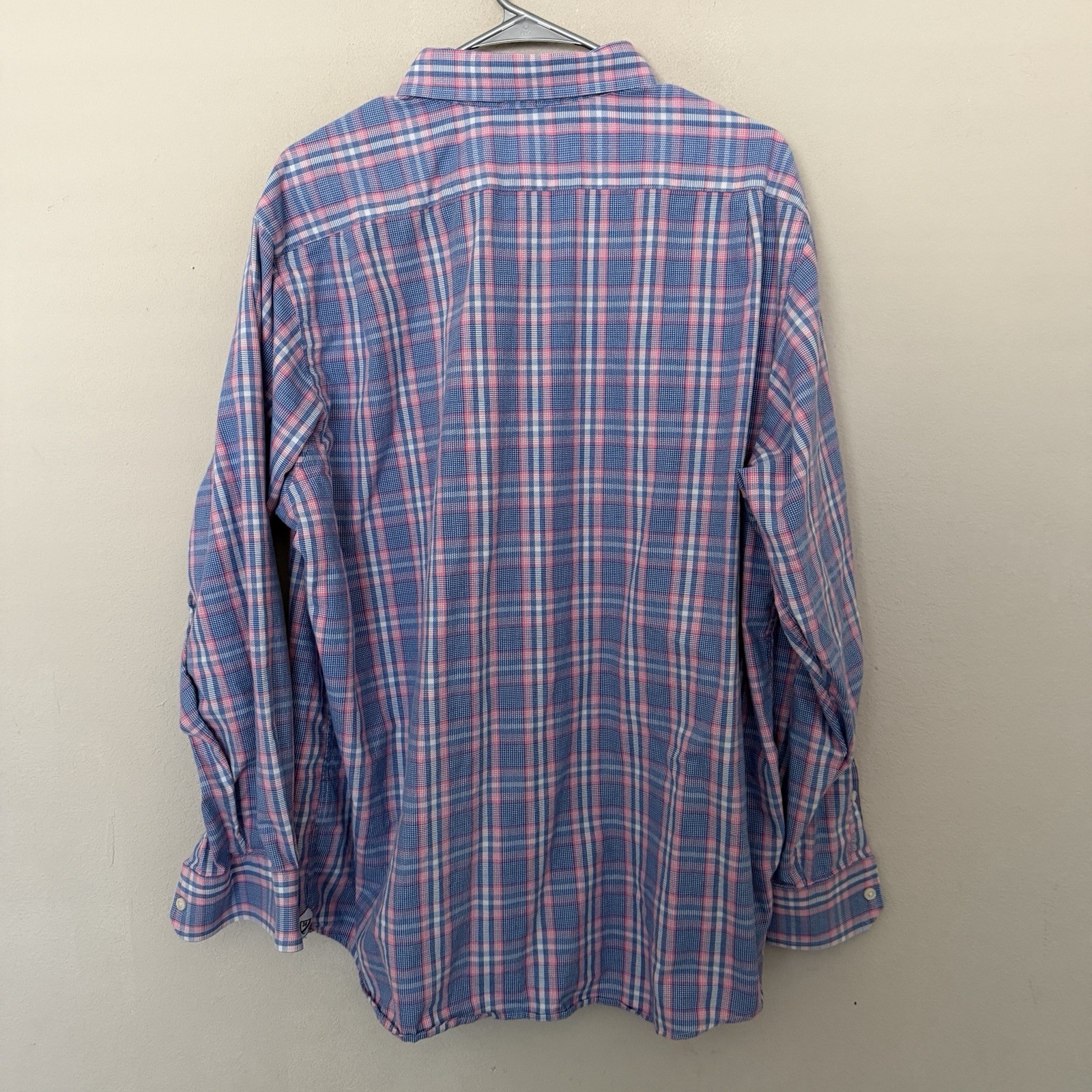 Cremieux Classics XL Long Sleeve Button Up Plaid Cotton Shirt Blue Pink White