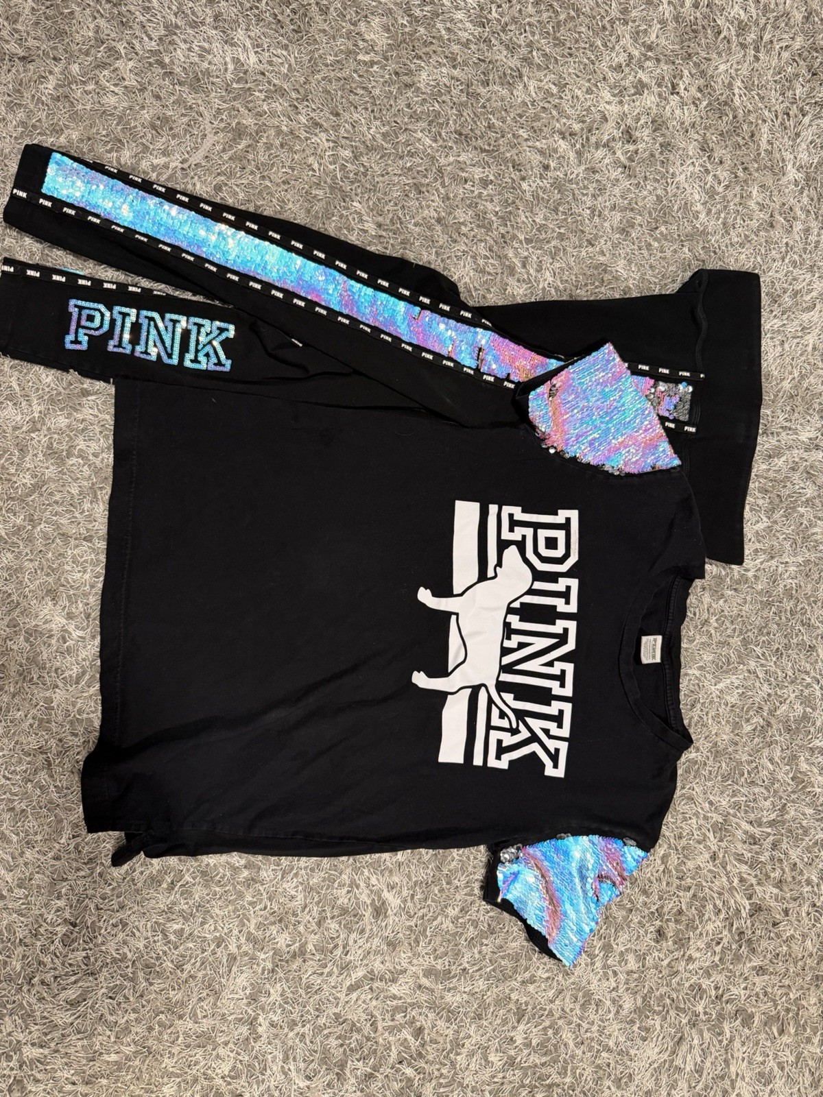 Extremely RARE Victoria’s secret PINK flip sequin Bling Campus outfit