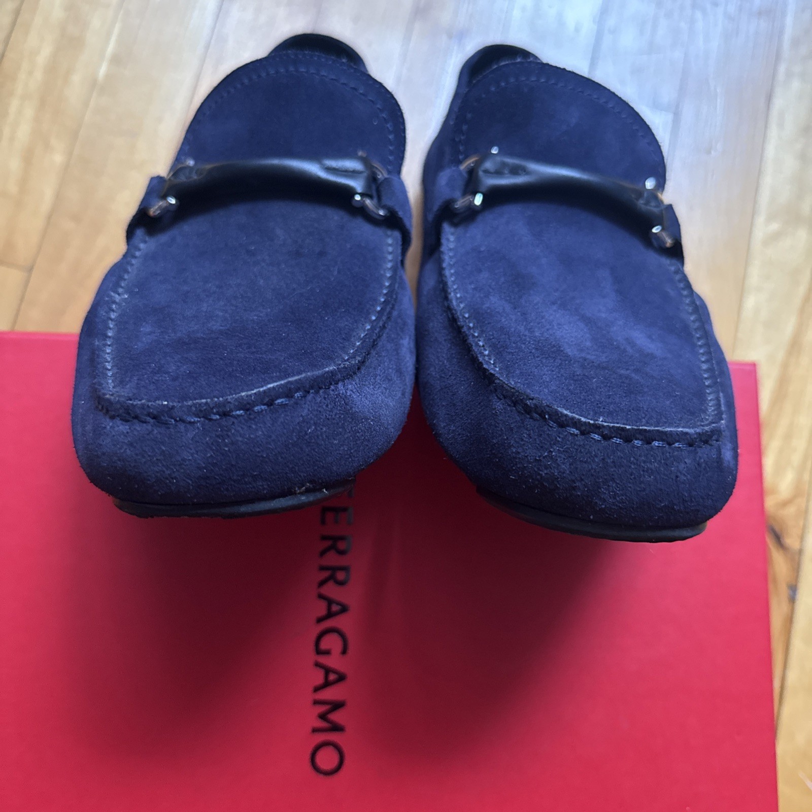 Salvatore Ferragamo Men’s Shoes, Moccasin Dark Blue US Size 12 with box