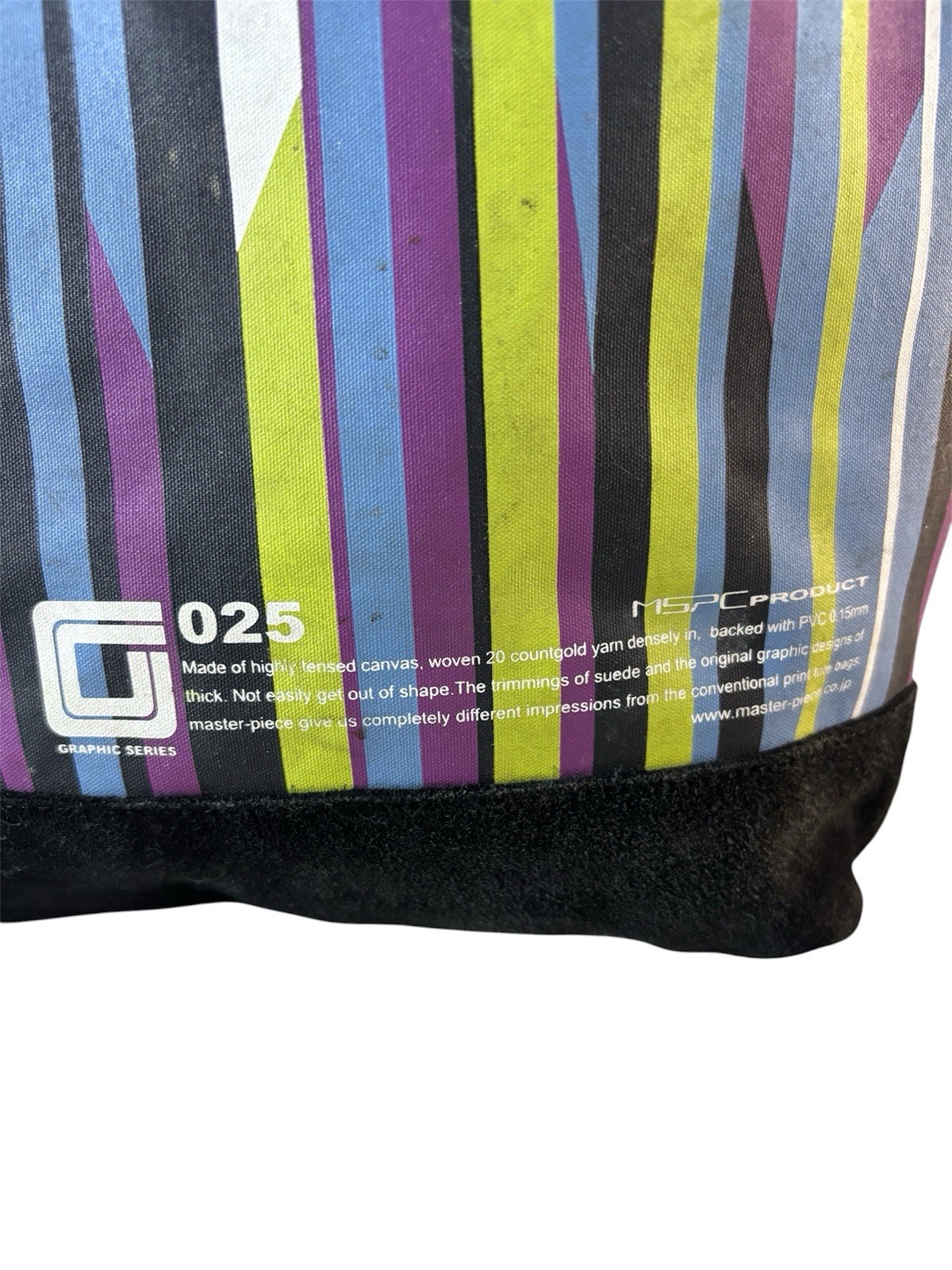 MSPC master-piece Tote Bag Multicolor Stripe Canvas/Suede
