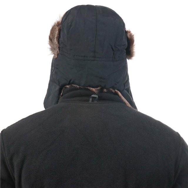 Winter Mens Ushanka Aviator Trapper Hat Russian Trooper Ear Flap Faux Fur Cap