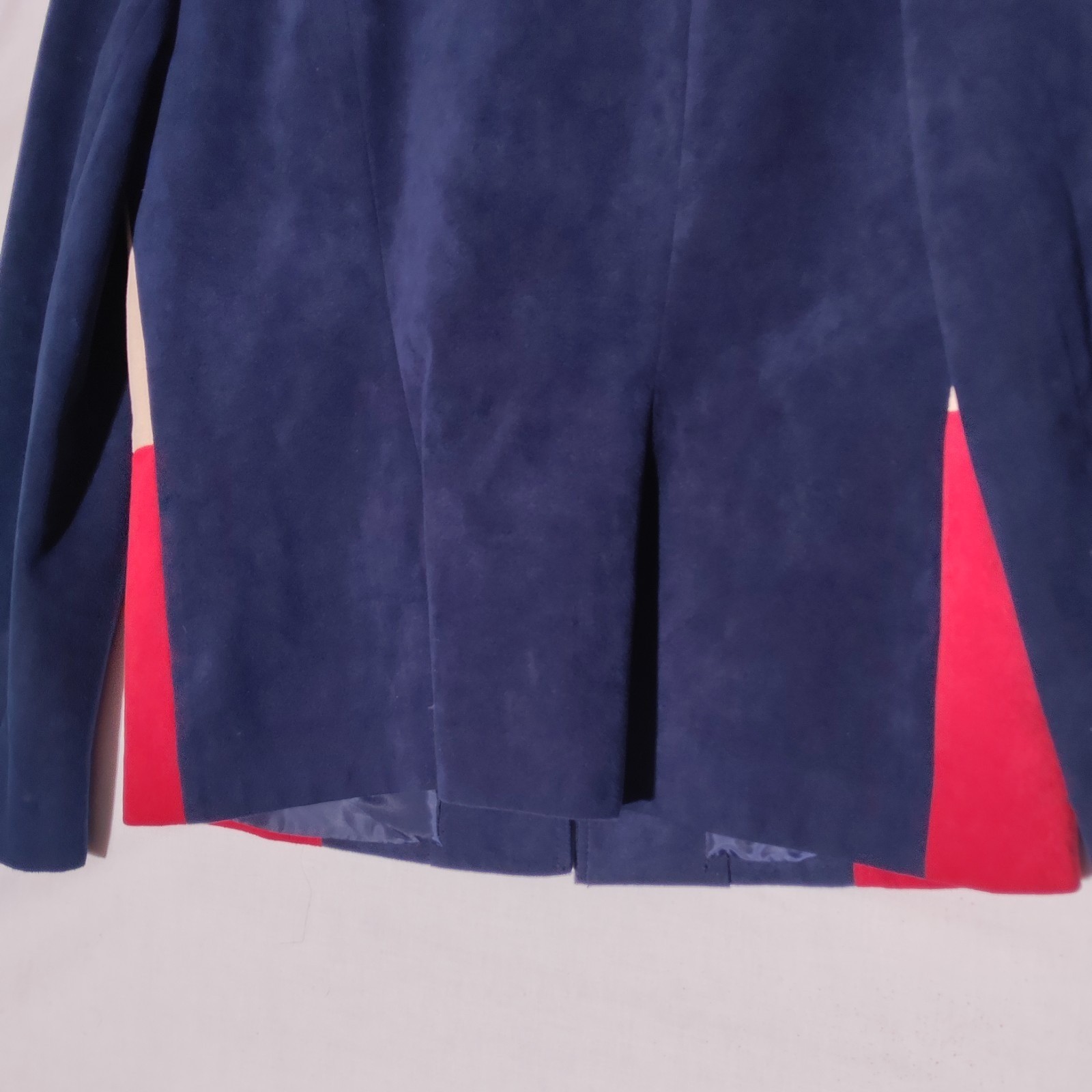 Lilli Ann Purple Red Cream Colorblock faux ultrasuede lined JACKET