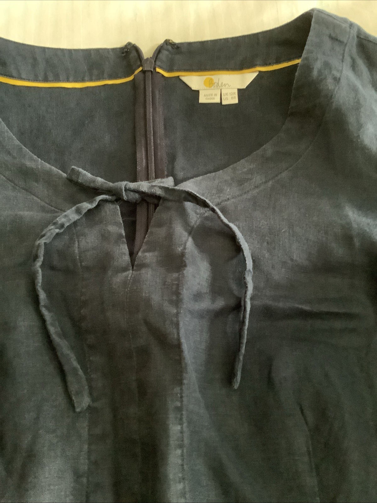 Boden Women’s Navy Blue Linen Dress UK Size 12R, Knee Length, Summer