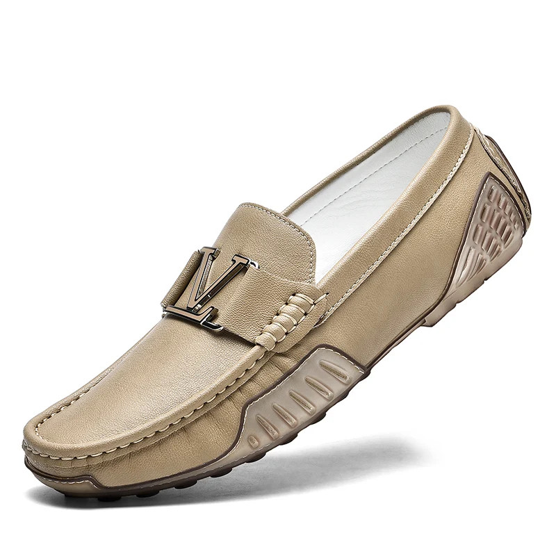 Mens Casual Leather Shoes Cowhide Loafers Genuine Leather Flats Driving Sneakers