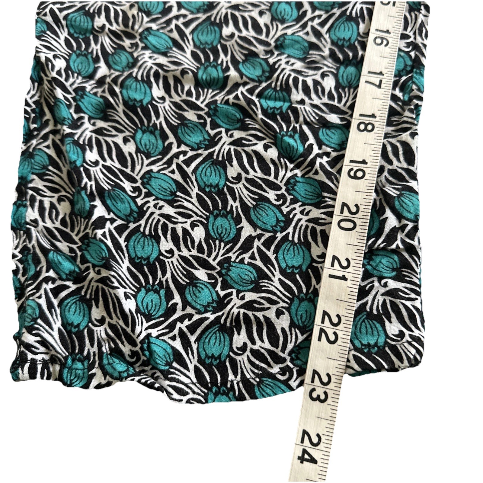 Capri Pants Womens M Teal Blue Tulips Soft Cooling Lounge Casual Travel