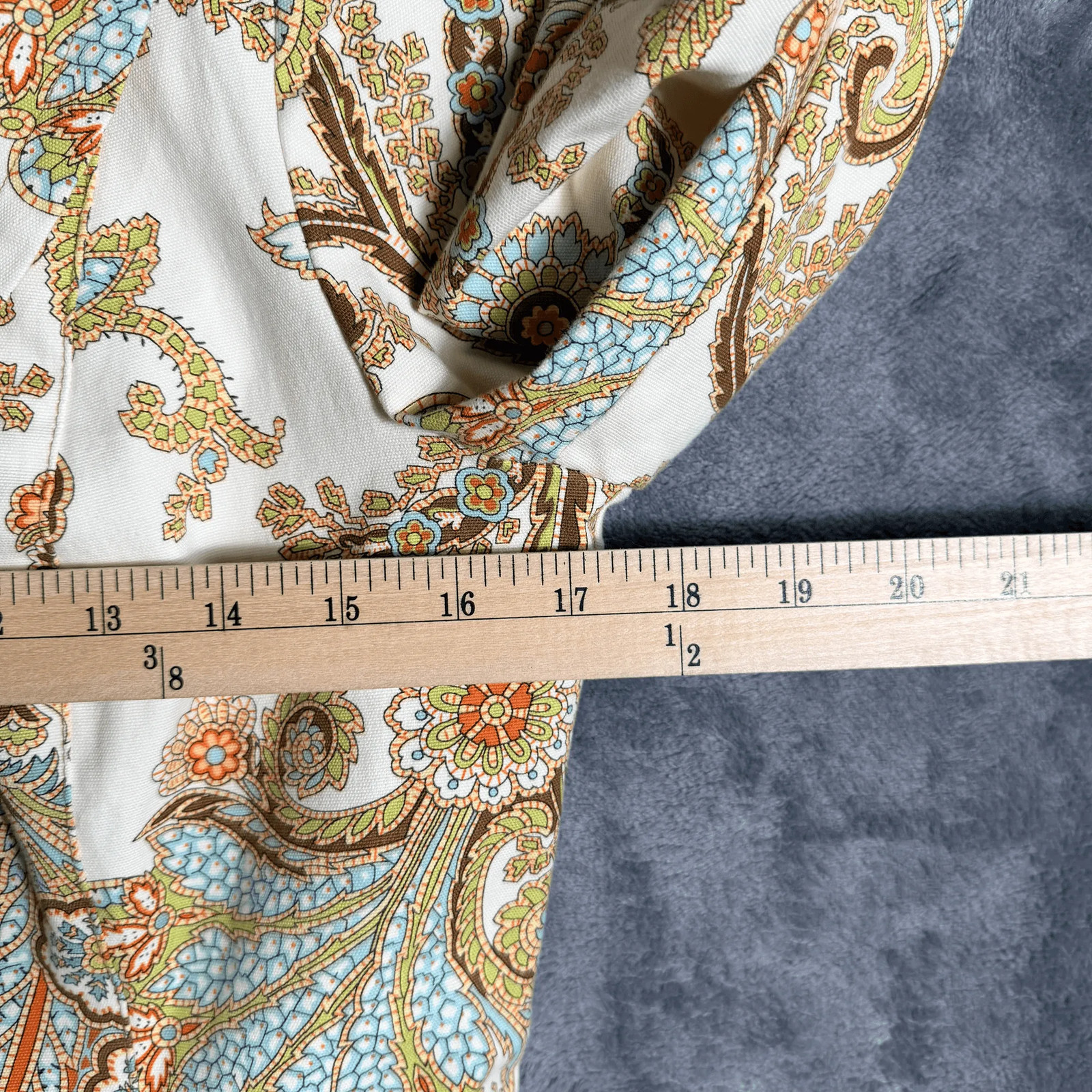 Cabi Womens Blazer Jacket Size 8 Cream Multicolor Paisley Print Cotton Blend