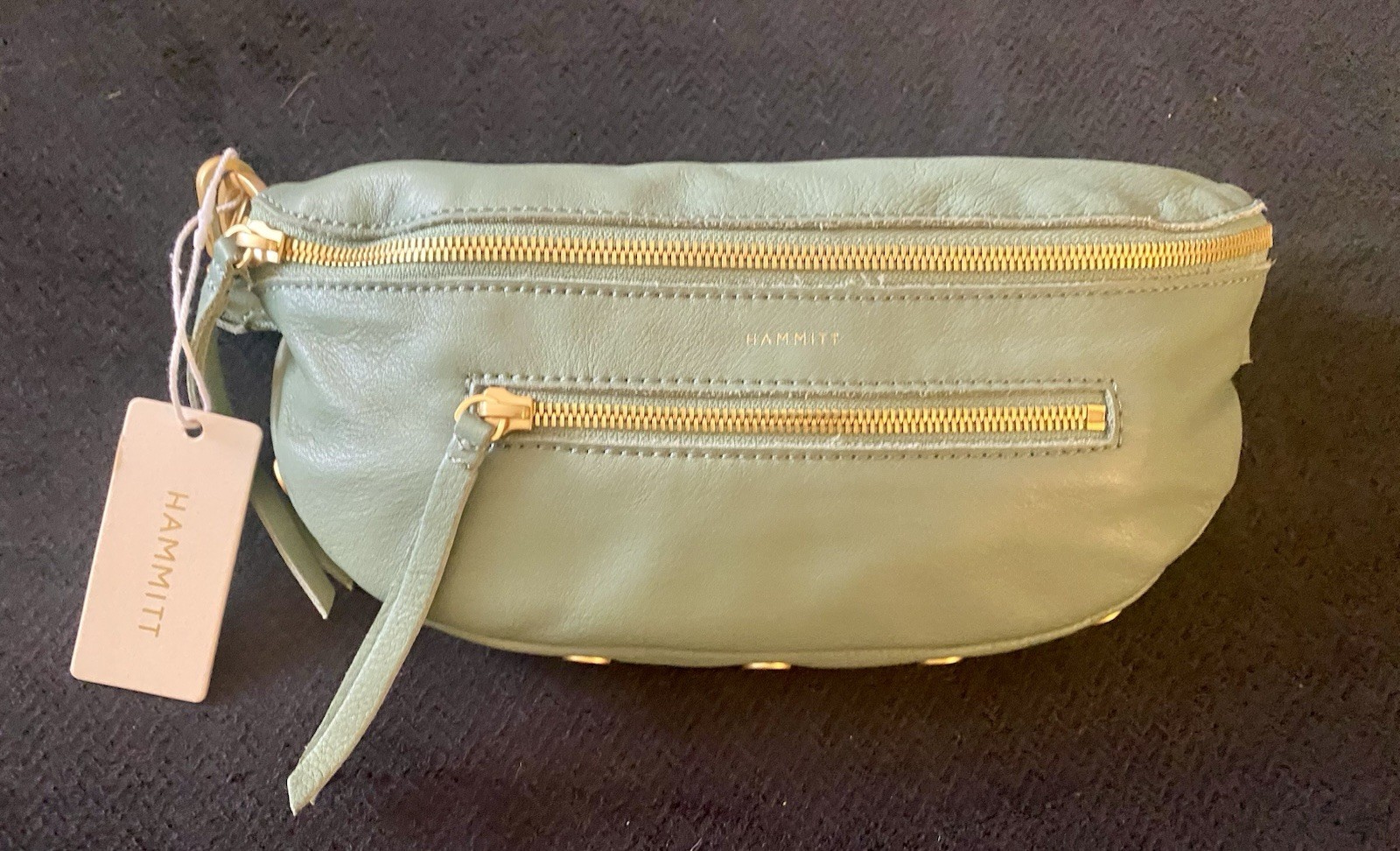 Hammitt-Charles Crossbody-Medium Waist Purse-Bag-Leather-Artichoke Green-NEW