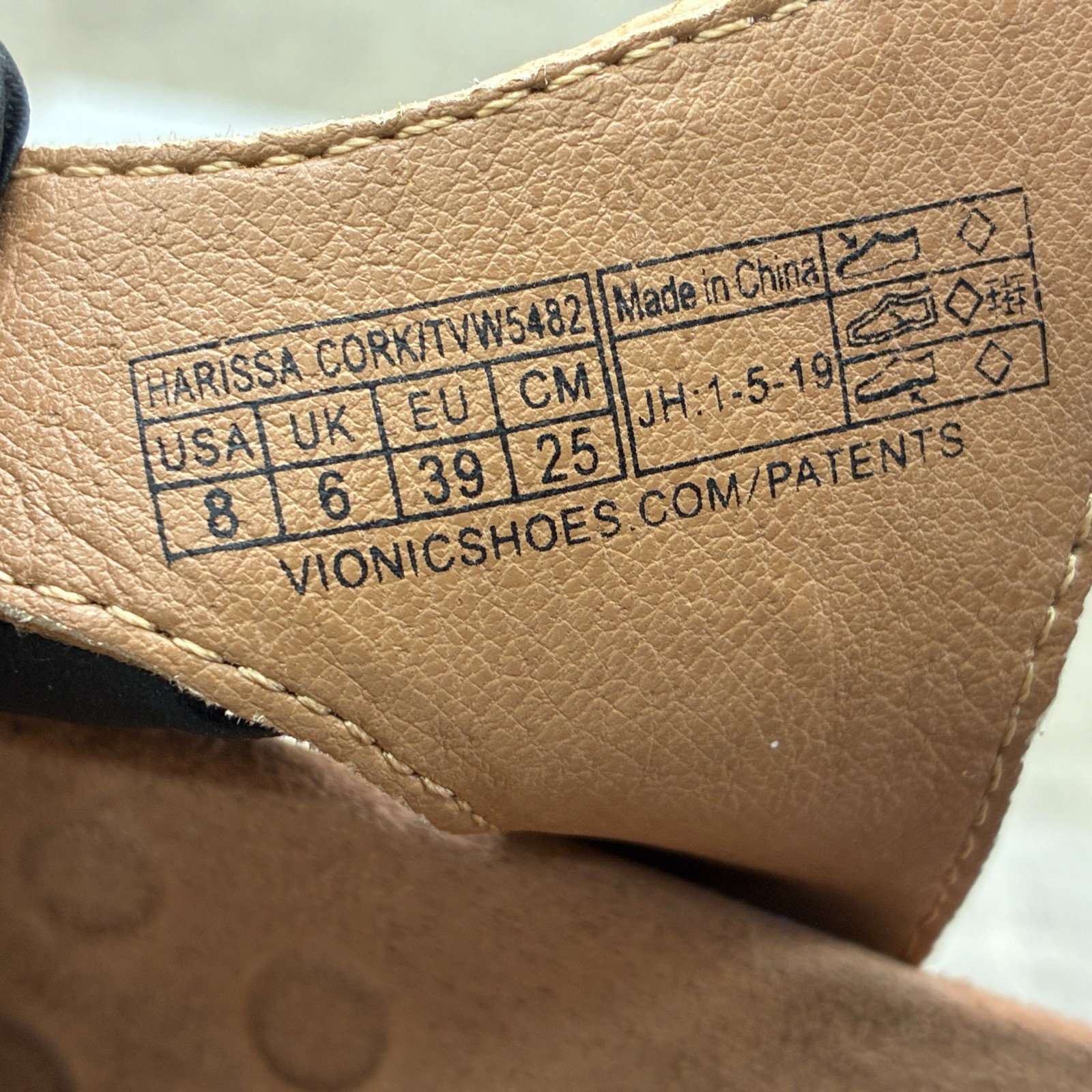 Vionic Harissa Cork Sandals Lt. Brown Tan Strappy Slingback Shoes Womens Size 8