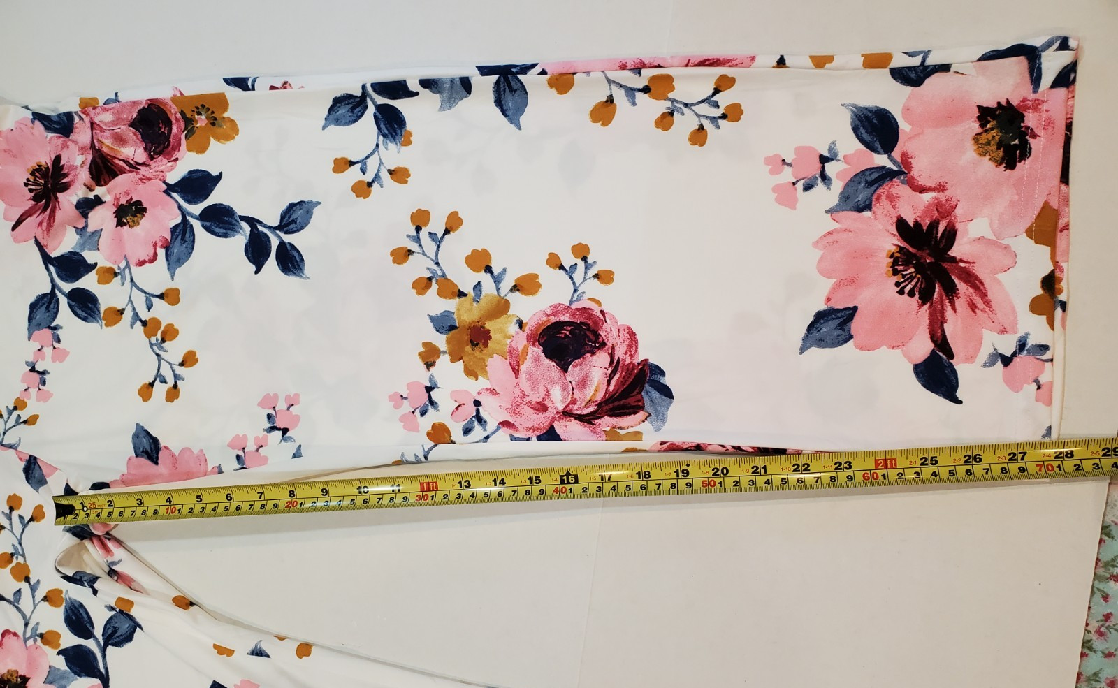 Women’s Top & Pants Set Long Sleeve Pull-On Size 2XL Floral Ivory Pink Blue