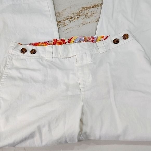 Tommy Hilfiger Pants cropped White Cotton Mid-rise Straight Leg Women’s 6