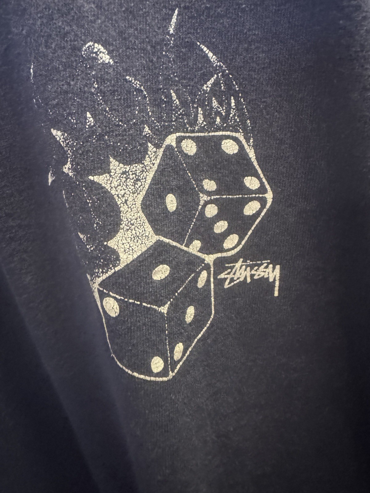 Stussy navy fire dice tee M