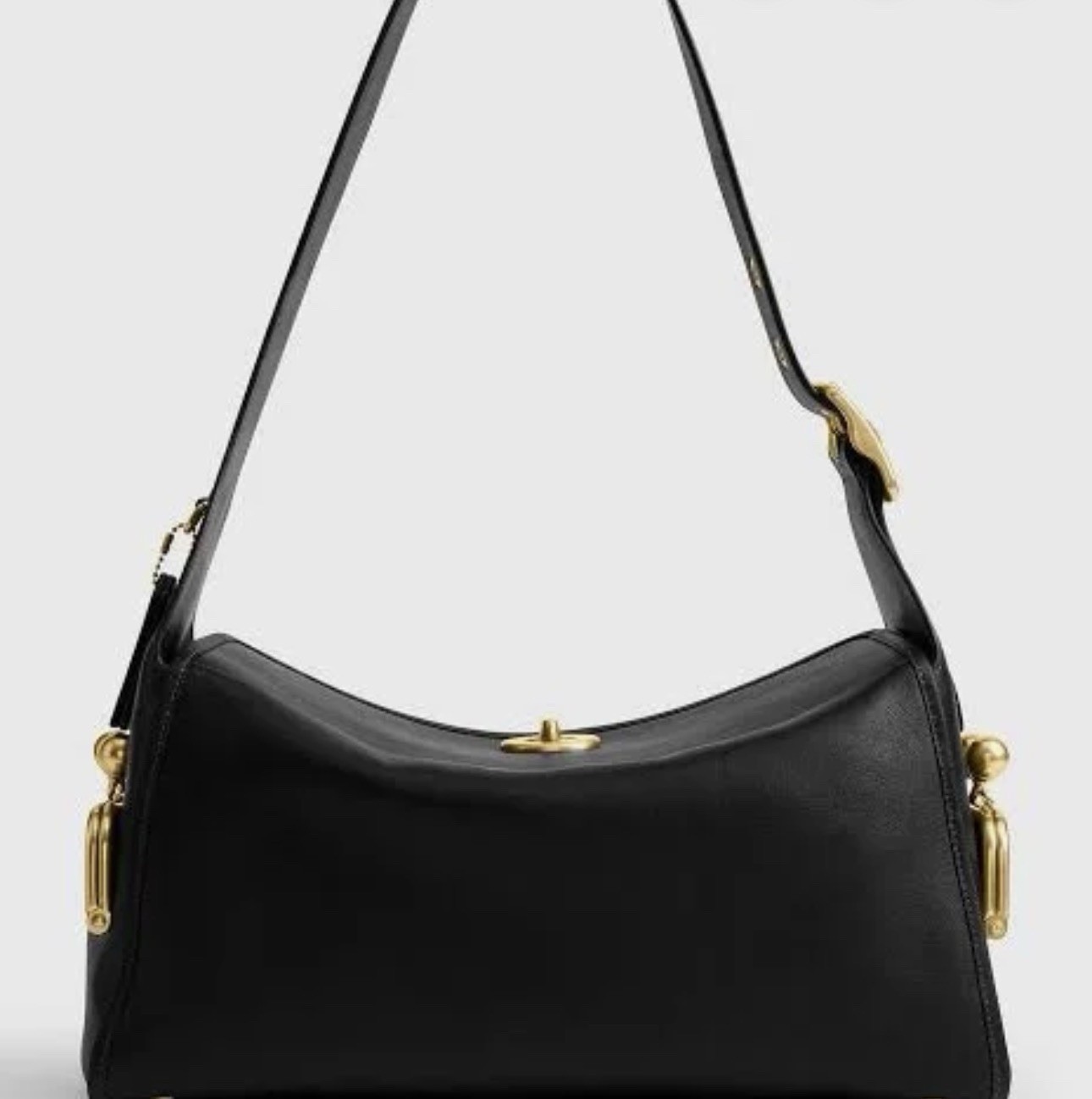 Sold out Coach Haversack Black Shoulder Bag with Turn lock Buckle Accent
