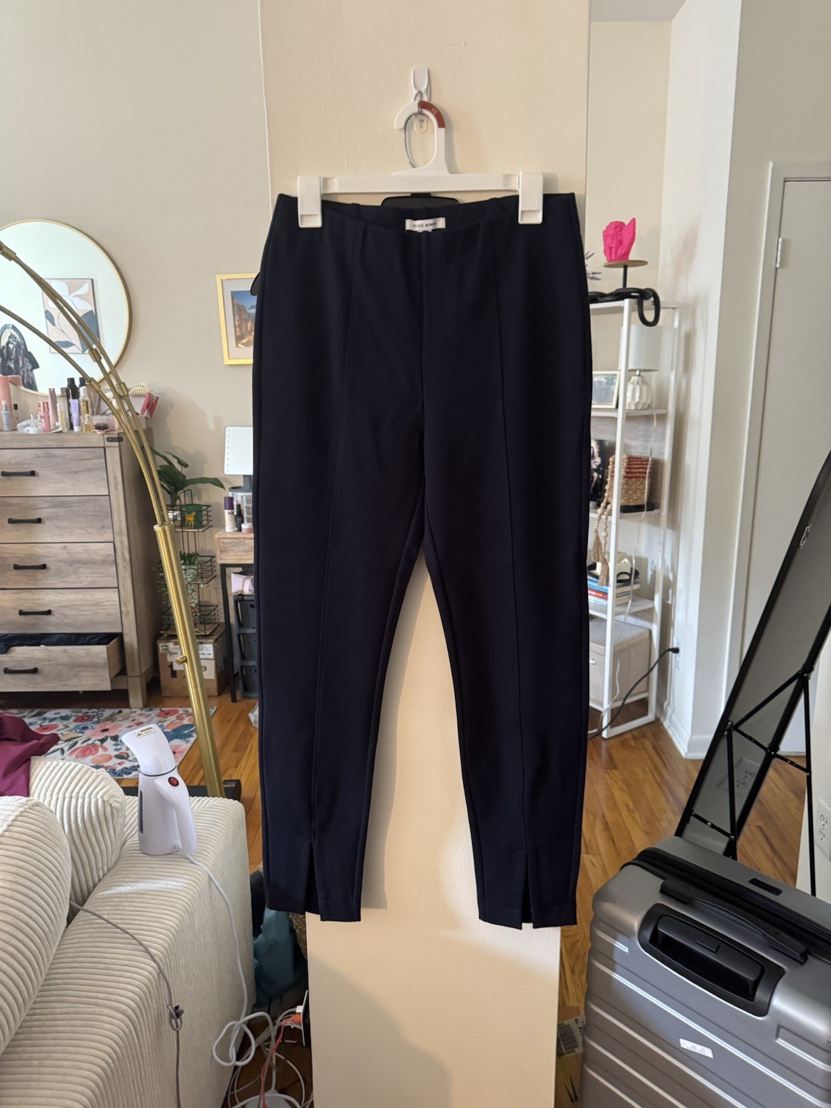 Pure Navy Hugh Waisted Pull On Navy Split Pants Revolve Stretchy