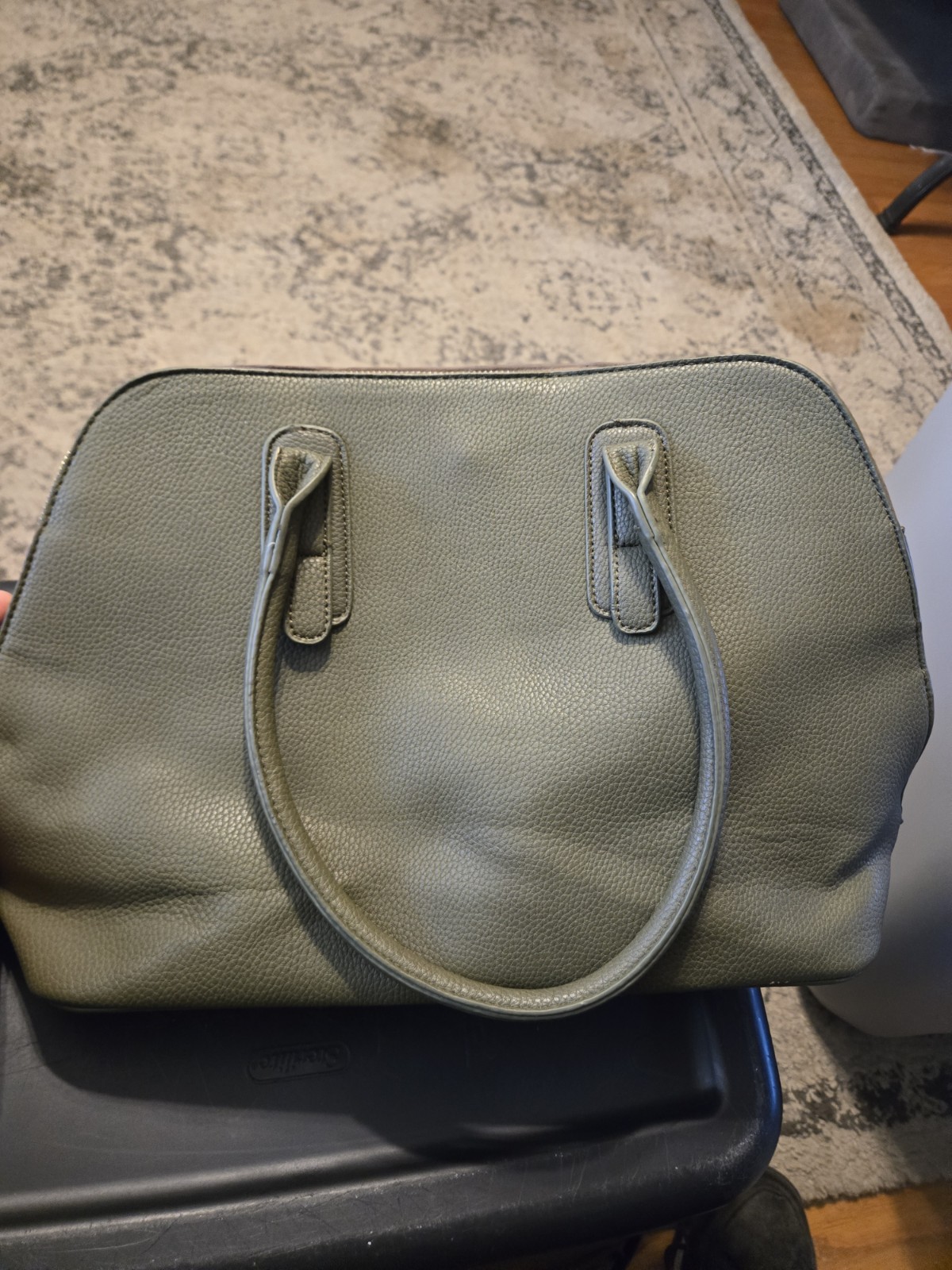GUESS Green Satchel Top Handle Zip Magnetic Silver Hardware