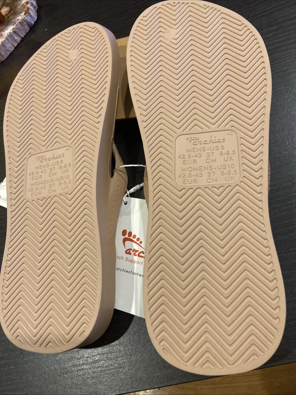 Size 10 Women’s Archies, Arch Support Flip Flop ARCHFLIP-TAN SYNTHETIC